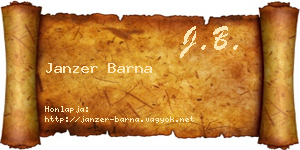 Janzer Barna névjegykártya